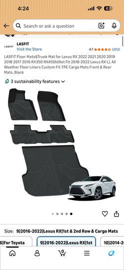 LASFIT All Weather Floor & Trunk Mats for Lexus RX (2016-2022)