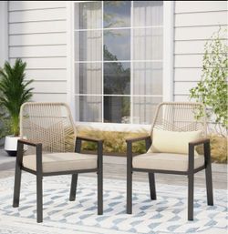 Metal rattan patio chairs