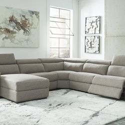 Mabron Gray Laf Power Recliner Sectional


