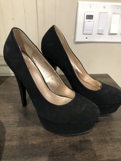 Black suede heels