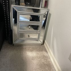 2 Small Mirrored Dressers 