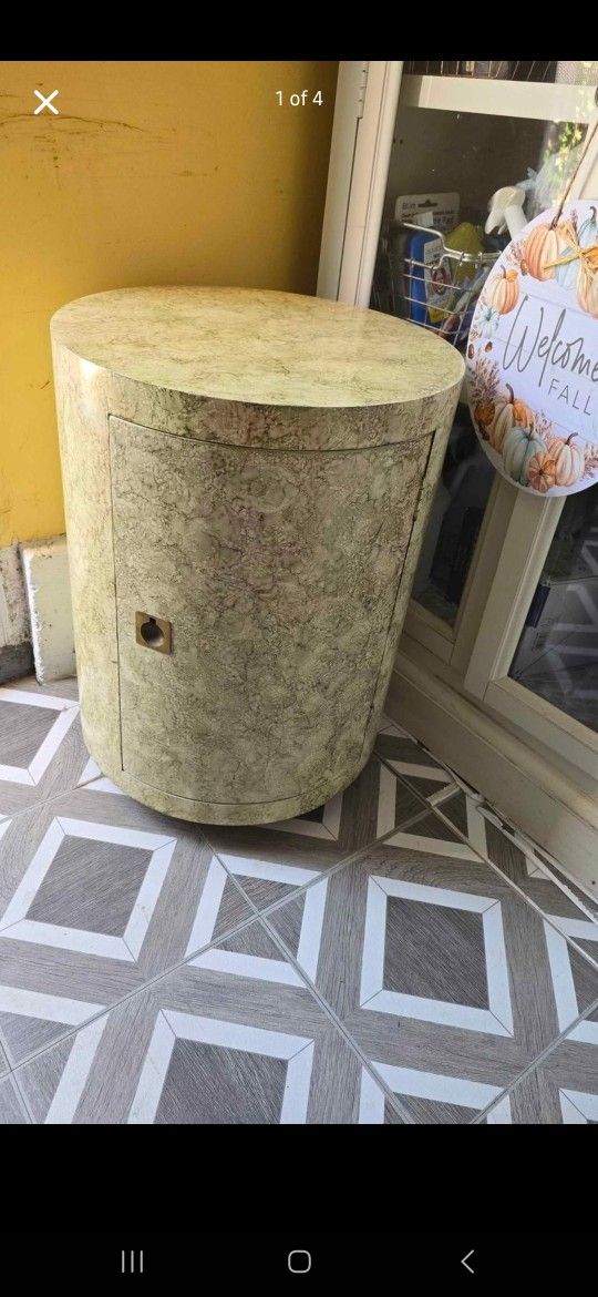 Antique Circular Bedside Table With Storage