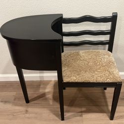 Mid/Century Gossip Bench Telephone Table- Wooden Table with attached chair