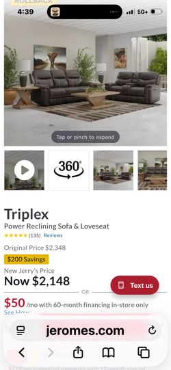 Reclining sofa loveseat