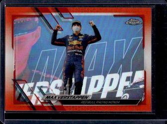2021 Topps Chrome F1 Formula 1 Max Verstappen Orange/Red Refractor Portrait #48