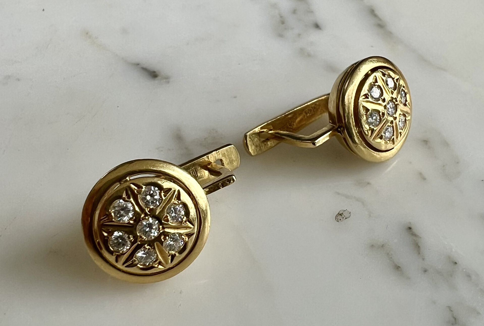 Diamond Earrings 18k Yellow Gold 750 Excellent condition