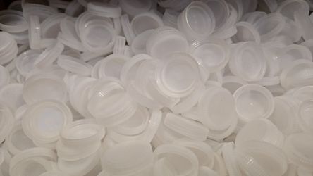 Lot Of 1700 White Clear Plastic Water Bottle Caps Multi-Purpose Arts Crafts DIY