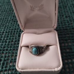 Beautiful Silver Ring With Real Turquoise 