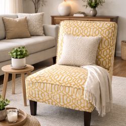 Modern Accent Chair - Yellow Geometric Pattern