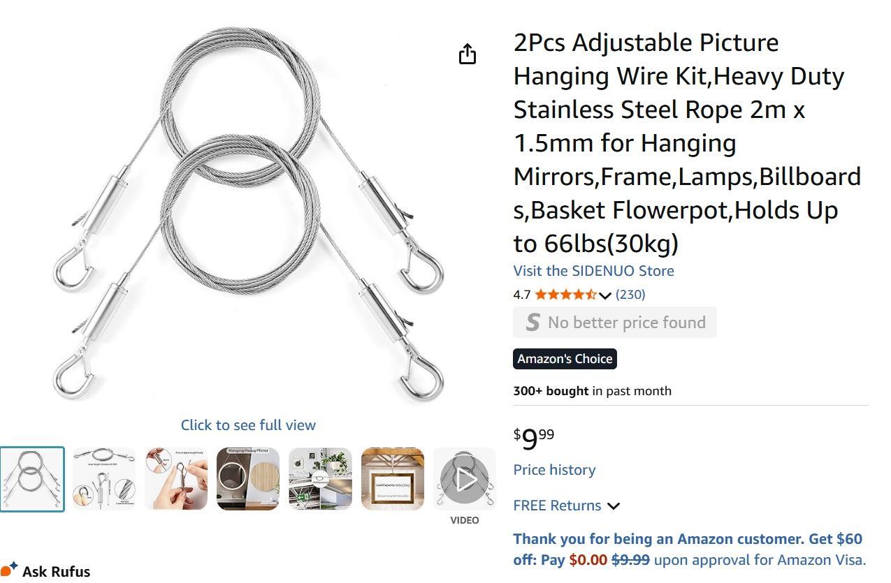 2pcs Heavy Duty Hanging Wire