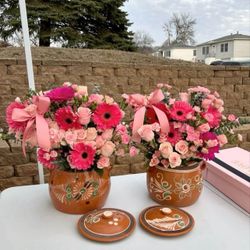 Ollitas De Barro Floral Arrangement Birthday Anniversary Any Occasion 