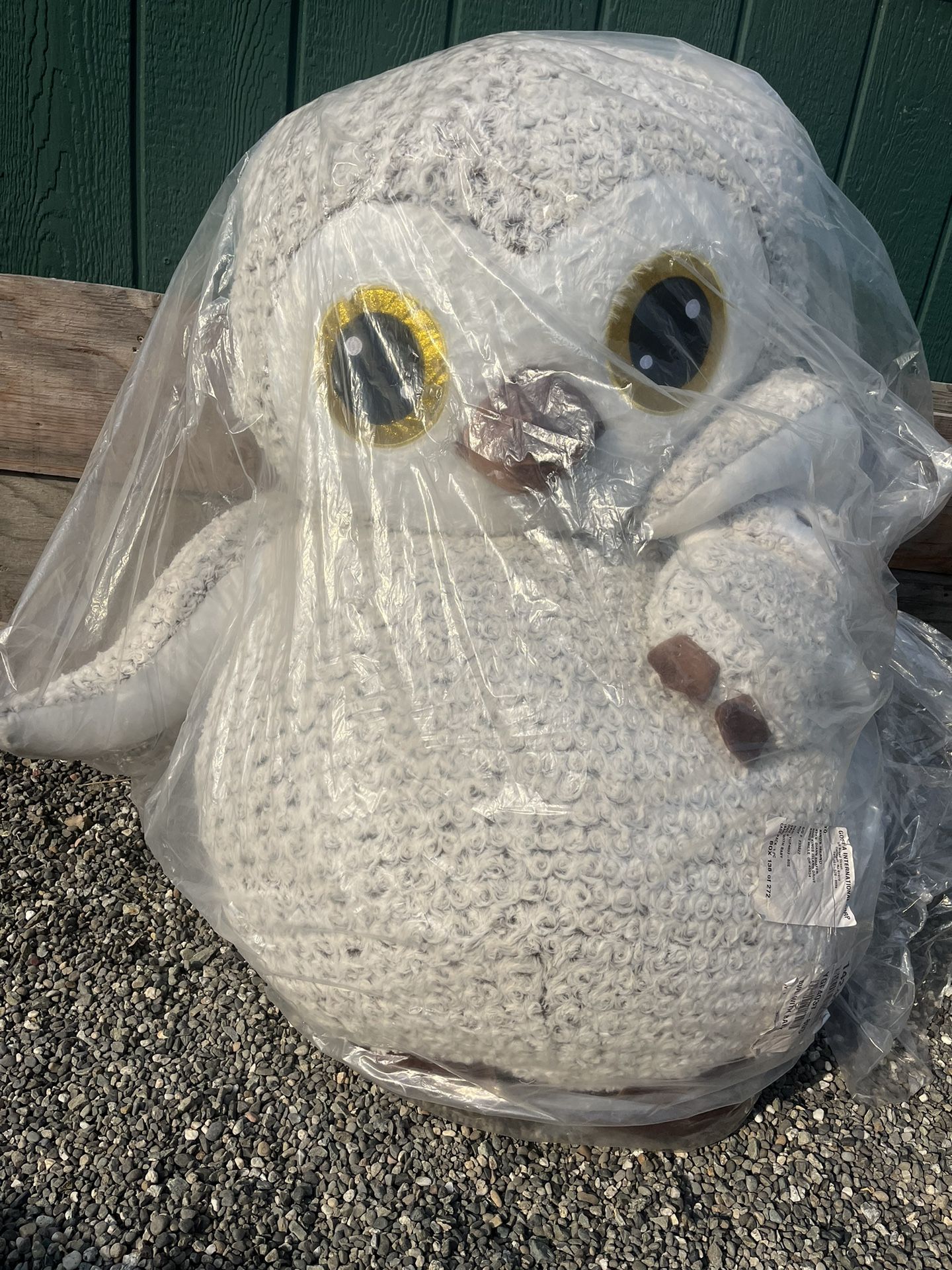 59 Inch White Owl With Little Baby Owl.