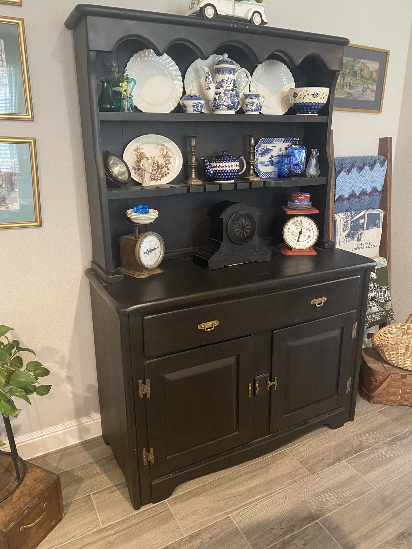 Vintage 1950’s Black Kitchen/China Hutch