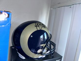 HOF RAMS #28 Marshall Falk Autographed Full Size Helmet