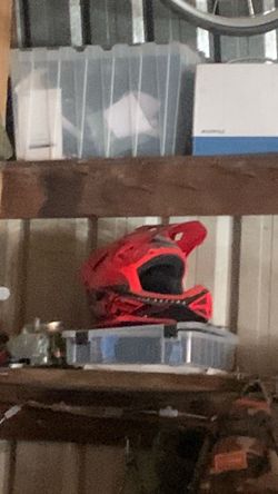 Red Motocross Full-Face Helmet