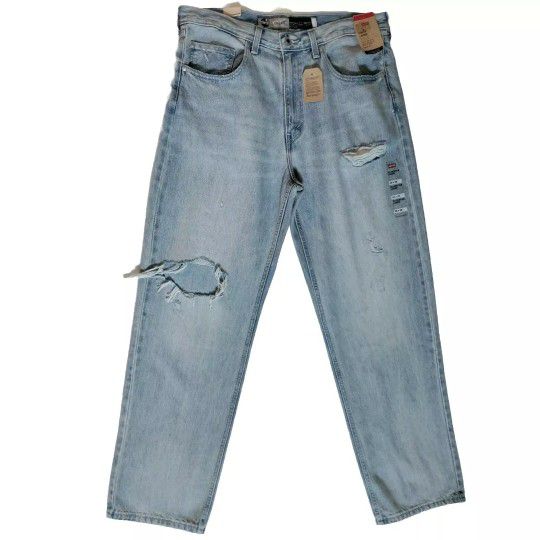 Levi's Silvertab Loose Distressed 34 X 32 Light Wash Jeans - New