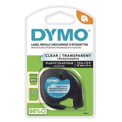DYMO LetraTag 16952 Printer Tape Cassette 0.50" Width x 13 ft Length - 1 Each - Plastic - Direct Thermal - Clear