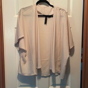 Petticoat Alley cream white sheer top Cardigan open front top Blouse Women's Size L Large
