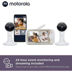 Motorola VM65-2 Connect Full HD 1080p Wi-Fi Video Baby Monitor w/ 5" Screen | Two-Way Talk & Split Screen