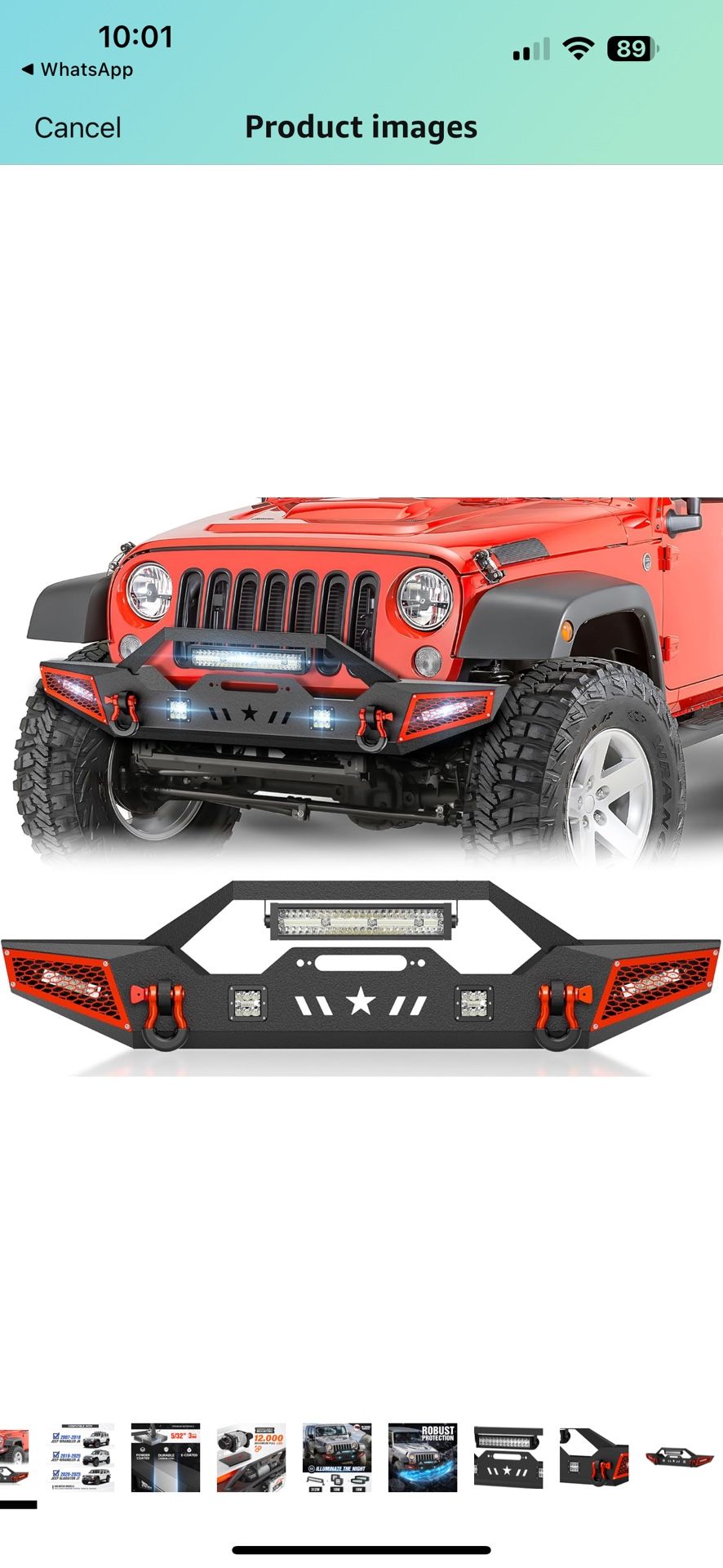 for Wrangler JK JL & Gladiator JT Front Bumper Compatible with 2007-2025 Jeep Wrangler JK JL JKU JLU Unlimited & Gladiator JT 2/4 Doors