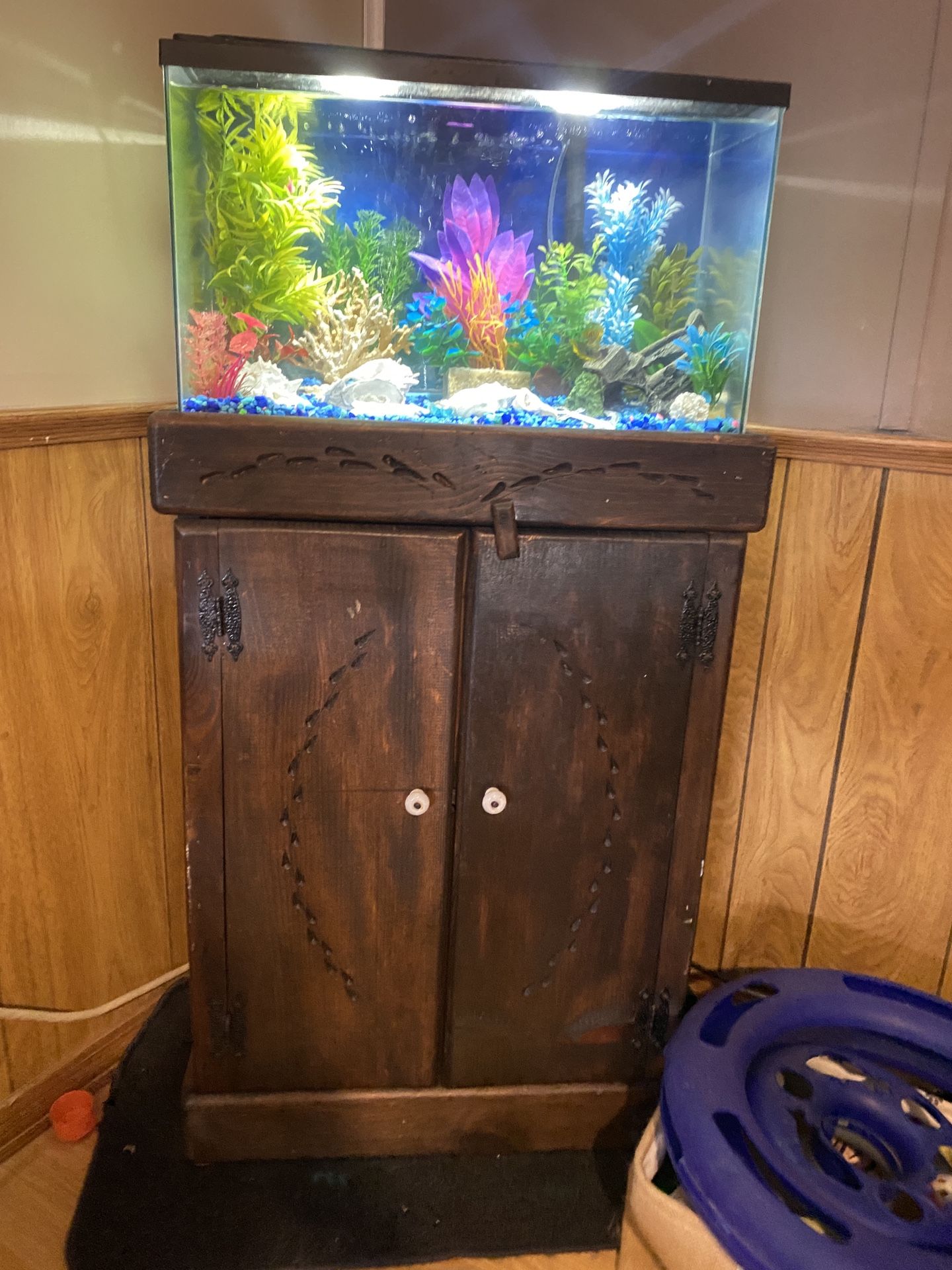 10 gallon fish tank, including Stand wood