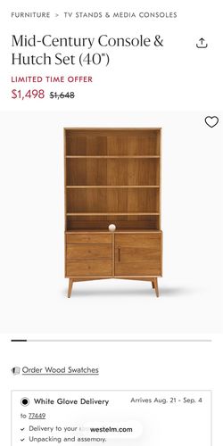 West Elm Mid-Century Console & Hutch Set (Acorn)