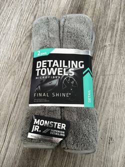 Viking Monster Jr. Detailing Gray Microfiber Towels Final Shine 16" X 12" 2 Pack