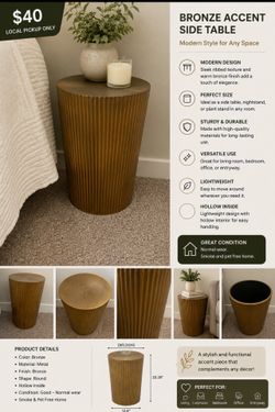 Bronze accent table rustic farm house