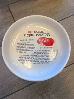 Red Garlic Mashed Potatoes Recipe Bowl – White with Red Graphic