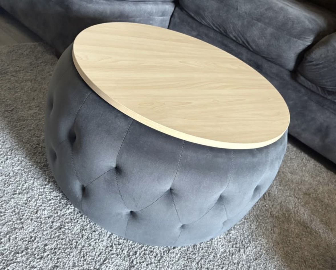 Gray Storage Ottoman