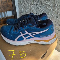 Asics Womens Gel Nimbus 24 French Blue/Pink Running Shoes Sneakers Size 7.5
