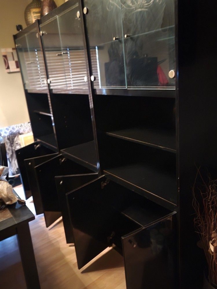 Lighted Black Lacquer Entertainment Center $225 OBO