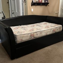 Vinyl Leather Trundle Day Bed