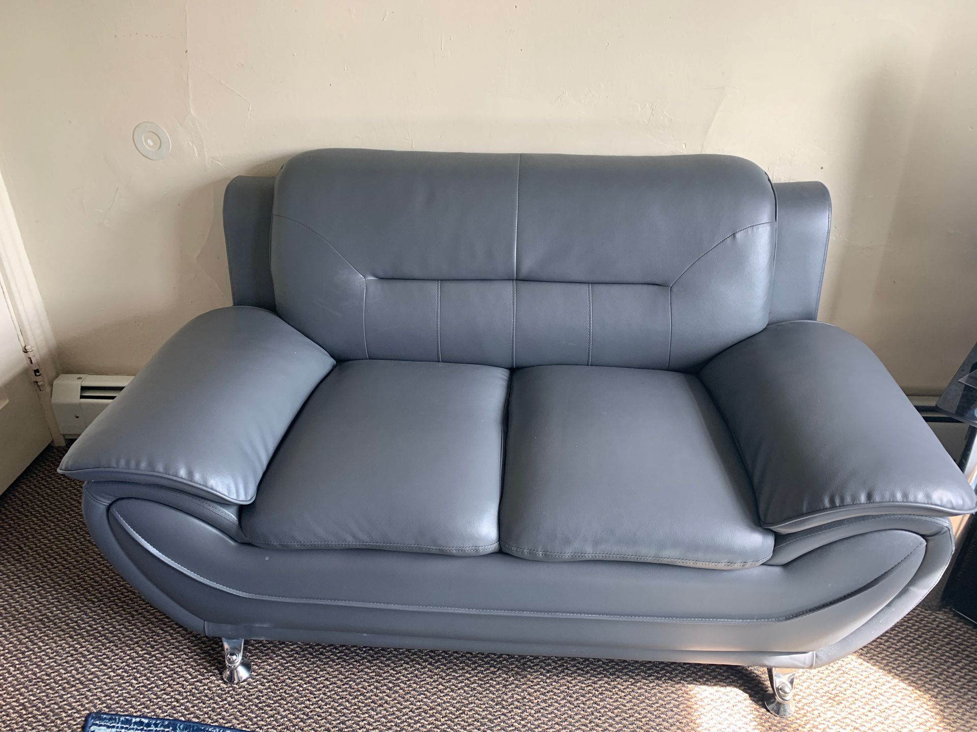 3 beautiful gray leather couches Use - like new just bought them about 4 months ago , reason I’m selling them for moving !