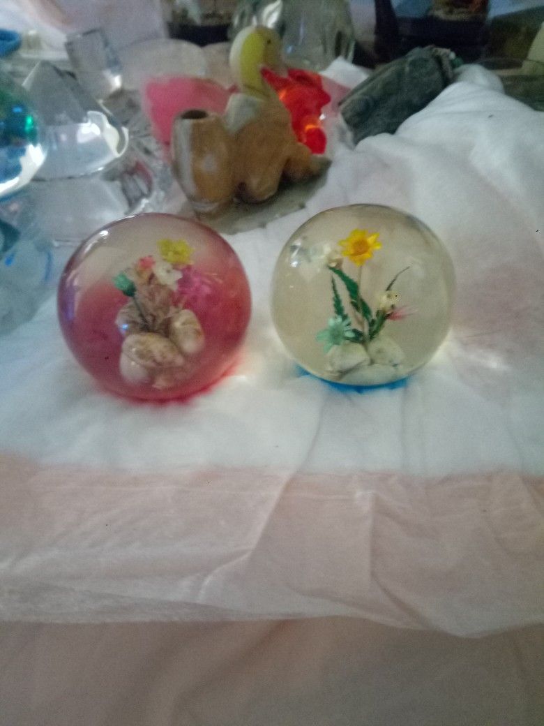 2 Glass Paperweights