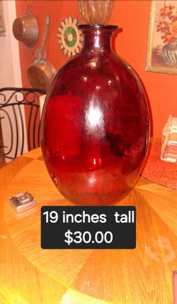 Large Red Glass Vase 19 Inches