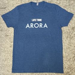 Next Level Apparel Women’s M Blue Crew Neck Graphic Logo Short Sleeve T-Shirt