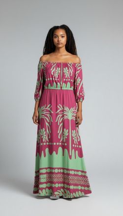 Maxi dress pink 💗 and green