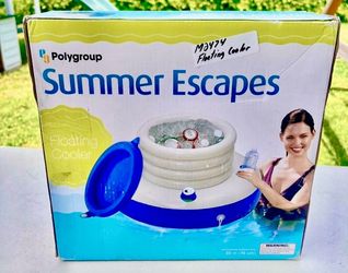Polygroup• Summer Escapes Floating Cooler with lid 6 air chambers. Approximate Deflated Sizo: 30 in (76 cm) NEW Retails $39.99