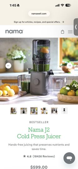 Nama j2 juicer gray color with sorbet attachment
