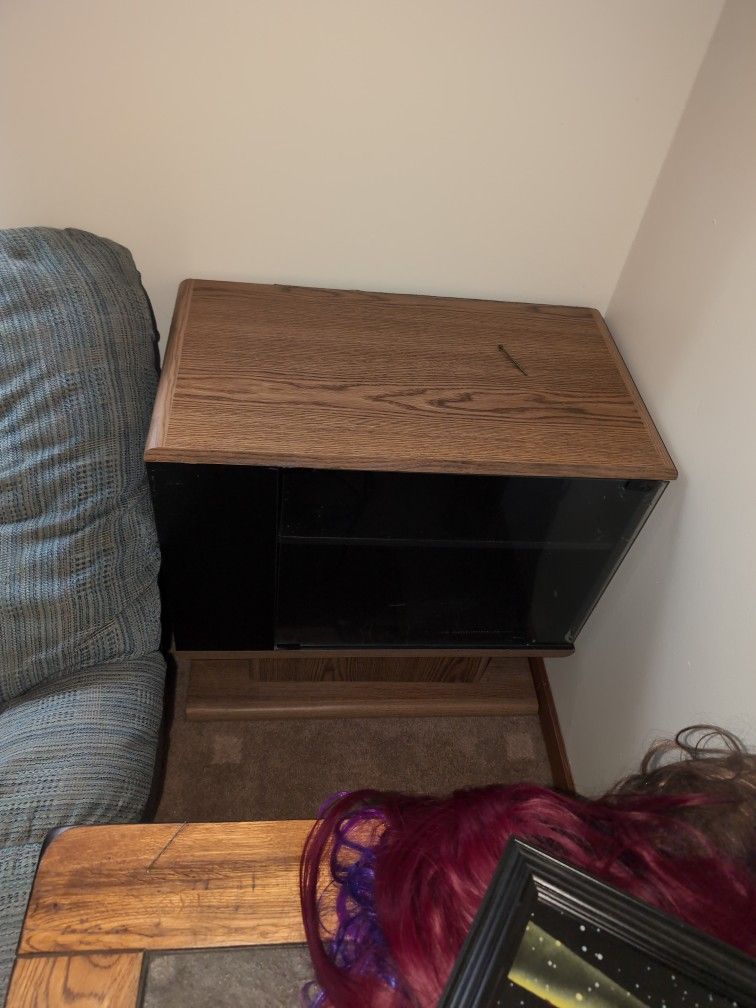 TV Stand With Glass Door And Bottom Compartment