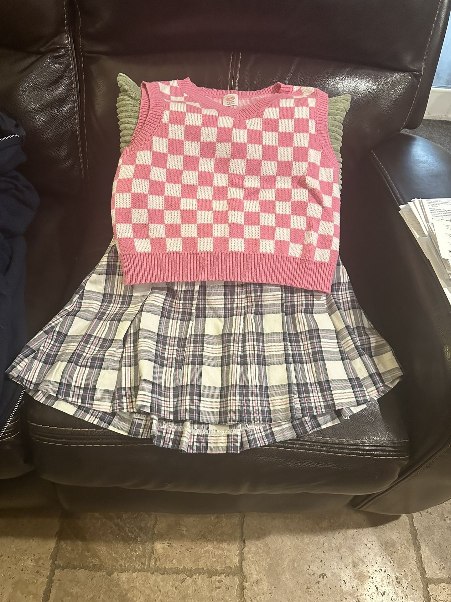 Pleated Skirt and Sweater Vest