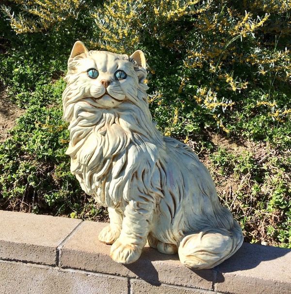 60 s vintage chalkware white persian cat statue by marwal ind inc