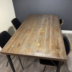 [Last Chance] Dining table set with faux leather chairs (set of 4)