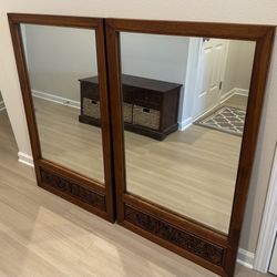 Two Vintage (1970s) Hand-Carved Mirrors from Thailand