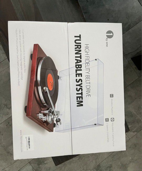 1 By One High Fidelity Belt Drive Turntable System, Bluetooth, USB