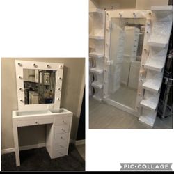 Vanity Set With Full Body Mirror And Shelf’s 