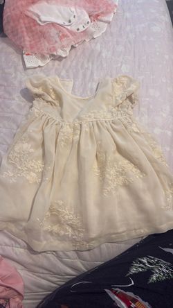 Baby Girl Cream Floral Embroidered Dress