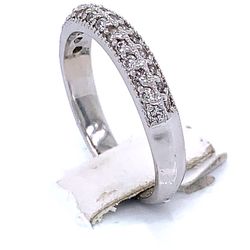 0.30 TCW round diamonds wedding anniversary ring band in solid 14k White Gold size 8
