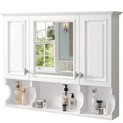 Some Damages Assembled New 35” Bathroom Wall Cabinet with Mirror Medicine Cabinet with 3 Doors